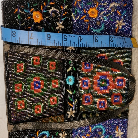 Vintage beaded, Embroidered satchel purse - Picture 7 of 11